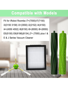Kit de Repuestos para iRobot Roomba i3/i4/i5/i6/i7/J Series - 2 Cepillos, 6 Filtros 2