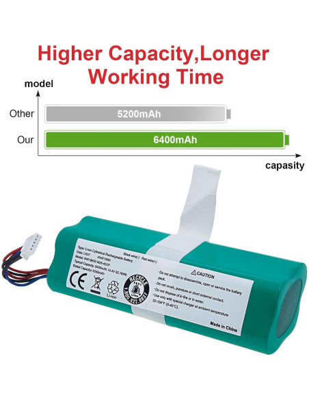 Batería Li-ion 14.4V 6400mAh para Ecovacs Deebot T8 T9