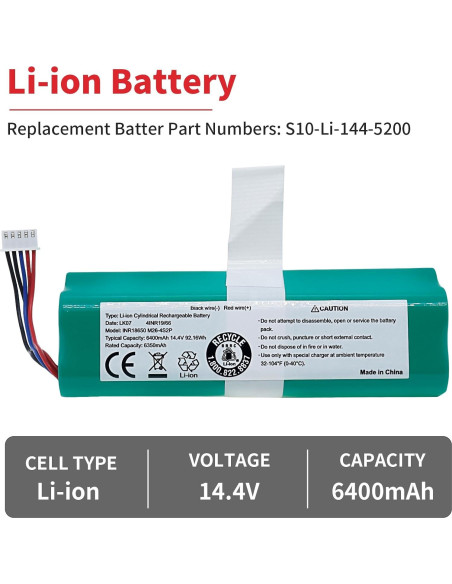 Batería Li-ion 14.4V 6400mAh para Ecovacs Deebot T8 T9