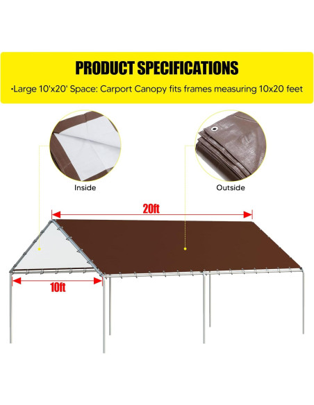 Cubierta de Reemplazo Toldo DWALE 10x6m Impermeable UV Marrón