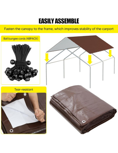 Cubierta de Reemplazo Toldo DWALE 10x6m Impermeable UV Marrón