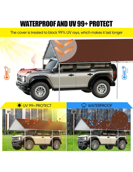 Cubierta de Reemplazo Toldo DWALE 10x6m Impermeable UV Marrón