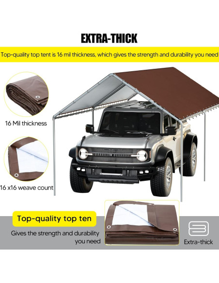 Cubierta de Reemplazo Toldo DWALE 10x6m Impermeable UV Marrón