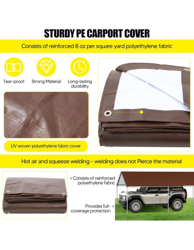 Cubierta de Reemplazo Toldo DWALE 10x6m Impermeable UV Marrón