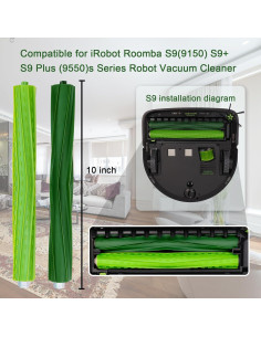 2 Juegos de Cepillos de Goma Dual para iRobot Roomba S9/S9+ 2