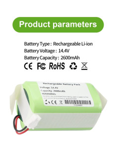 Batería 2600mAh 14.4V para Aspiradora Robot Lefant M210 M213 2