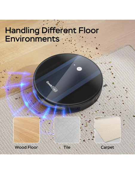 Aspiradora Robot GeekTale G6, Succión Fuerte 1800Pa, Wi-Fi