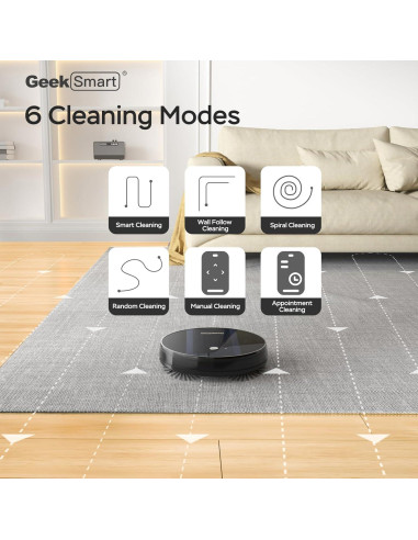 Aspiradora Robot GeekTale G6, Succión Fuerte 1800Pa, Wi-Fi