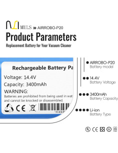 Batería Recargable MULS 3400mAh 14.4V para AIRROBO P20 2