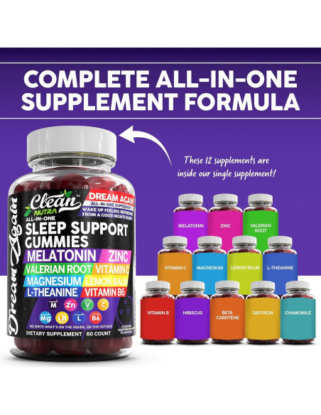 Gomitas de Melatonina Clean Nutra 10mg Suplemento para Dormir Gomitas de Melatonina Clean Nutra 10mg Suplemento para Dormir