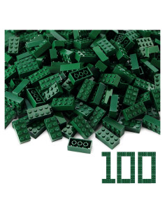 Ladrillos 2x4 Feleph 100 Piezas Verde Oscuro Kit de Construcción