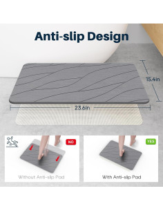 Alfombra de baño antideslizante Closefriend 60x39 cm diatomeas 2