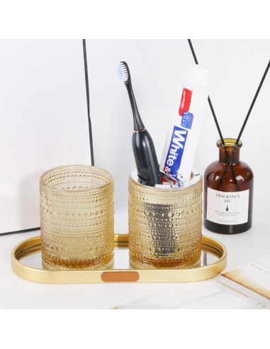 Soporte de Cepillo de Dientes Tonxus Ámbar de Vidrio 295ml