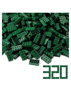 Feleph Ladrillos 2x4 Verde Oscuro 320 Piezas Kit Construcción