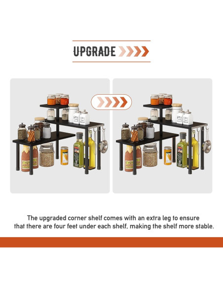 Estante de Esquina GHWIE de 3 Niveles en Bambú Negro