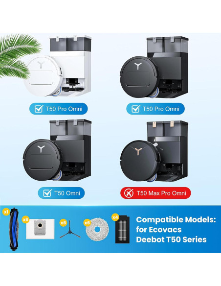 Kit de Repuesto 24 Pcs para Ecovacs Deebot T50 Pro Omni