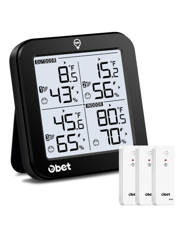 Estación Meteorológica Inalámbrica OBET con 3 Sensores y LCD