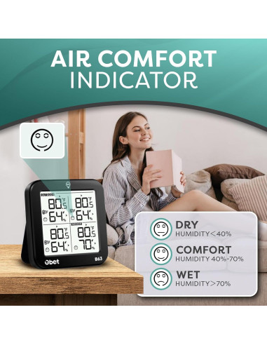 Estación Meteorológica Inalámbrica OBET con 3 Sensores y LCD