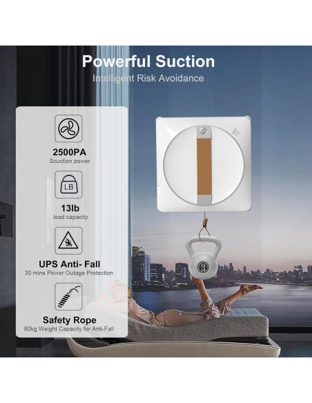 Robot Limpiador de Ventanas Wannabe winbot-28 - 2500Pa, Control Remoto, Limpieza Húmeda/Seca Robot Limpiador de Ventanas Wannabe winbot-28 - 2500Pa, Control Remoto, Limpieza Húmeda/Seca