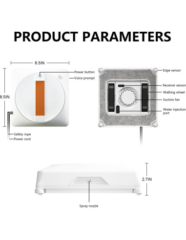 Robot Limpiador de Ventanas Wannabe winbot-28 - 2500Pa, Control Remoto, Limpieza Húmeda/Seca