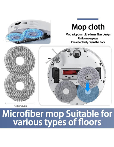 Kit de Reemplazo Genérico para Roborock Saros 10R - 2 Cepillos, 6 Filtros HEPA, 8 Mopas
