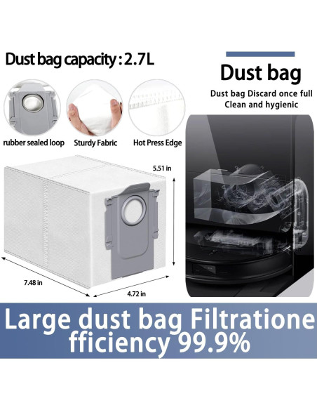 Kit de Reemplazo Genérico para Roborock Saros 10R - 2 Cepillos, 6 Filtros HEPA, 8 Mopas Kit de Reemplazo Genérico para Roborock Saros 10R - 2 Cepillos, 6 Filtros HEPA, 8 Mopas