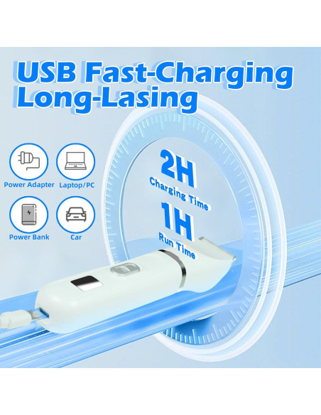 Kit Cortapelos y Afeitadora de Uñas GREGCE 4 en 1 Inalámbrico