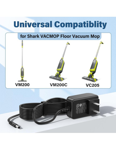 Cargador de Reemplazo HIENADTOR para Shark VACMOP VM200 10.8V