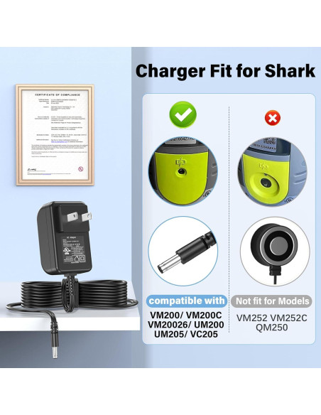 Cargador de Reemplazo HIENADTOR para Shark VACMOP VM200 10.8V