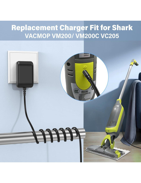 Cargador de Reemplazo HIENADTOR para Shark VACMOP VM200 10.8V