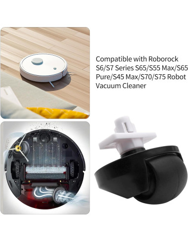 Rueda Delantera Compatible Ulimymei para Robotock S7/S8 - 2 Pack Negro