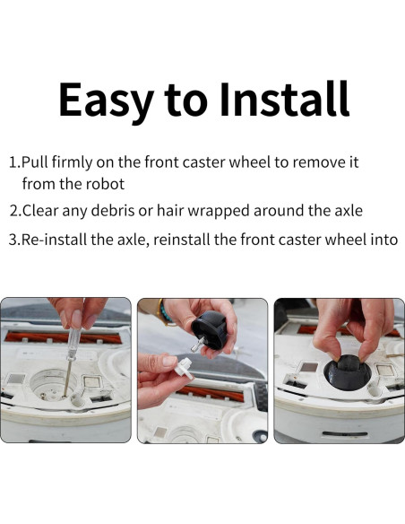 Rueda Delantera Compatible Ulimymei para Robotock S7/S8 - 2 Pack Negro