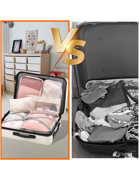 Bolsas de Almacenamiento Aovdy 9 Piezas Beige para Equipaje