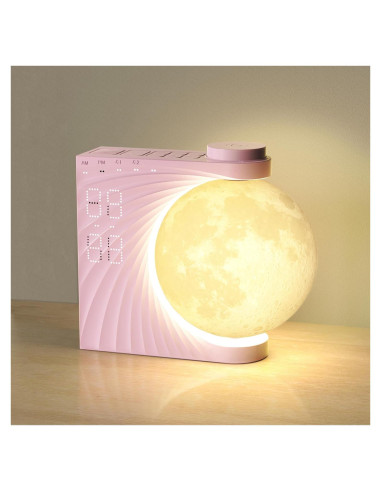 Despertador de Amanecer INSSISAIN Lámpara de Luna Rosa 10 Sonidos