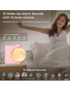 Despertador de Amanecer INSSISAIN Lámpara de Luna Rosa 10 Sonidos 2
