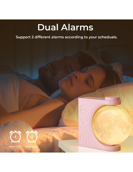 Despertador de Amanecer INSSISAIN Lámpara de Luna Rosa 10 Sonidos