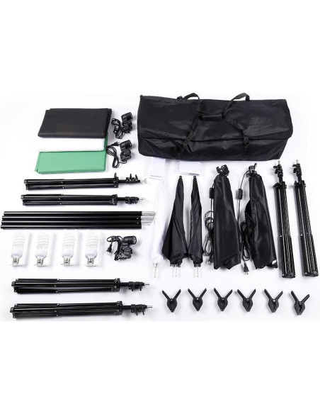 Kit de Iluminación Fotográfica Kshioe con Softbox 900W y Soporte 2x3m