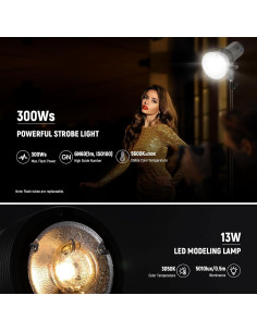 Flash Estudio NEEWER Q300 300Ws Inalámbrico 7800mAh 2