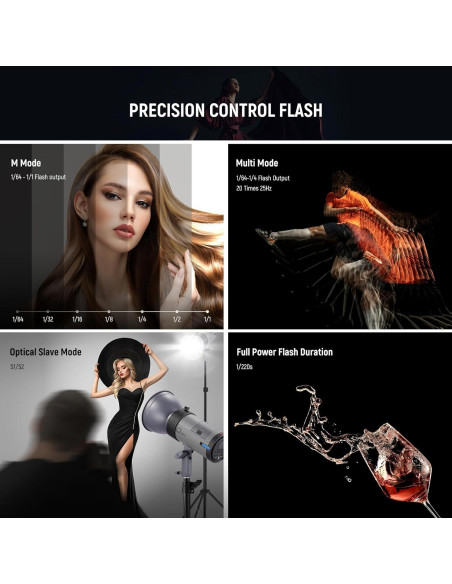 Flash Estudio NEEWER Q300 300Ws Inalámbrico 7800mAh