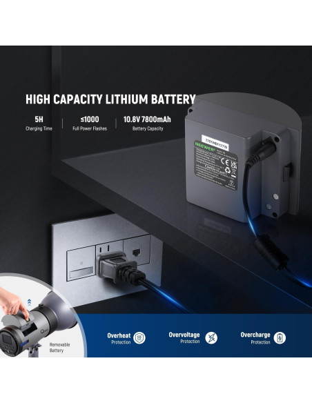 Flash Estudio NEEWER Q300 300Ws Inalámbrico 7800mAh