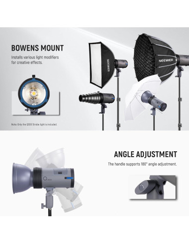 Flash Estudio NEEWER Q300 300Ws Inalámbrico 7800mAh