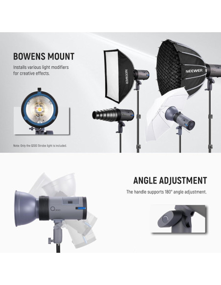 Flash Estudio NEEWER Q300 300Ws Inalámbrico 7800mAh