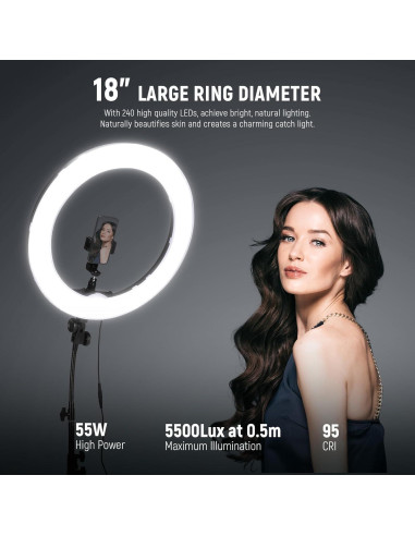 Kit de Luz de Anillo NEEWER RL-18 55W 5600K con Soporte