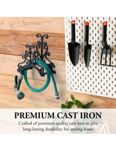 Soporte de Manguera de Jardín MyGift Montado en Pared Hierro Fundido