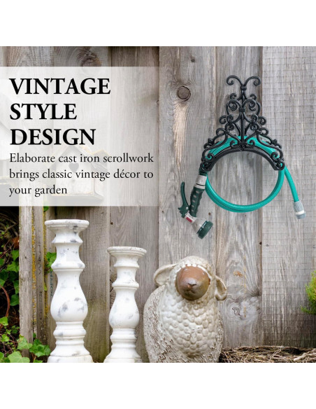 Soporte de Manguera de Jardín MyGift Montado en Pared Hierro Fundido