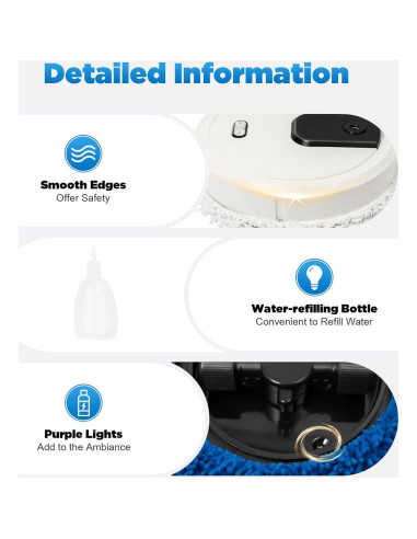 Robot fregador automático DUIBAII 25cm, limpieza húmeda y seca