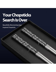 Palillos Metálicos Reutilizables Hagary - 2 Pares Negro 2