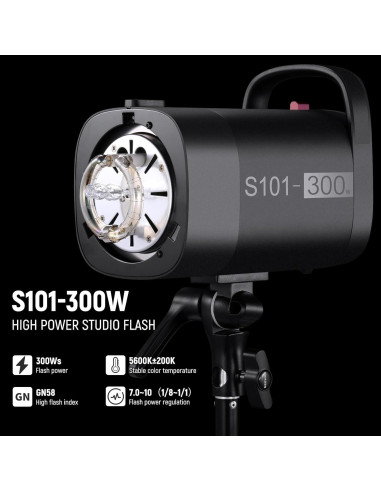 Flash Estroboscópico NEEWER S101-300W 300Ws 5600K para Estudio