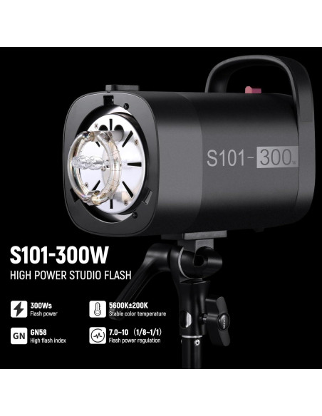 Flash Estroboscópico NEEWER S101-300W 300Ws 5600K para Estudio