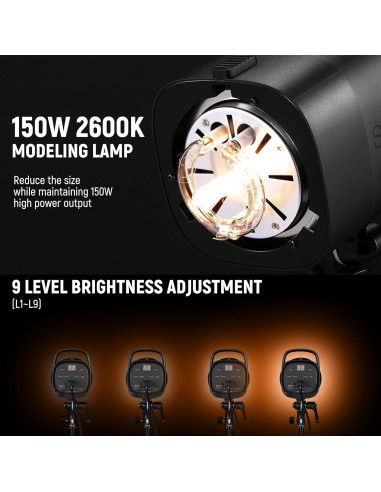 Flash Estroboscópico NEEWER S101-300W 300Ws 5600K para Estudio